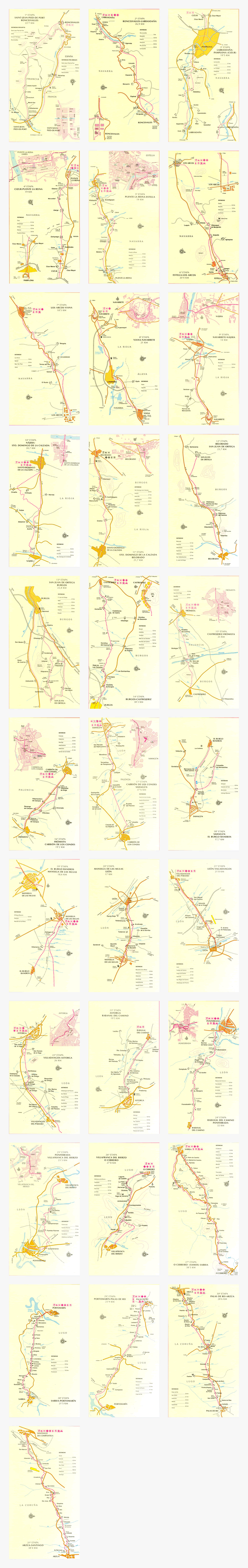Click to download this entire series of Camino Francés maps